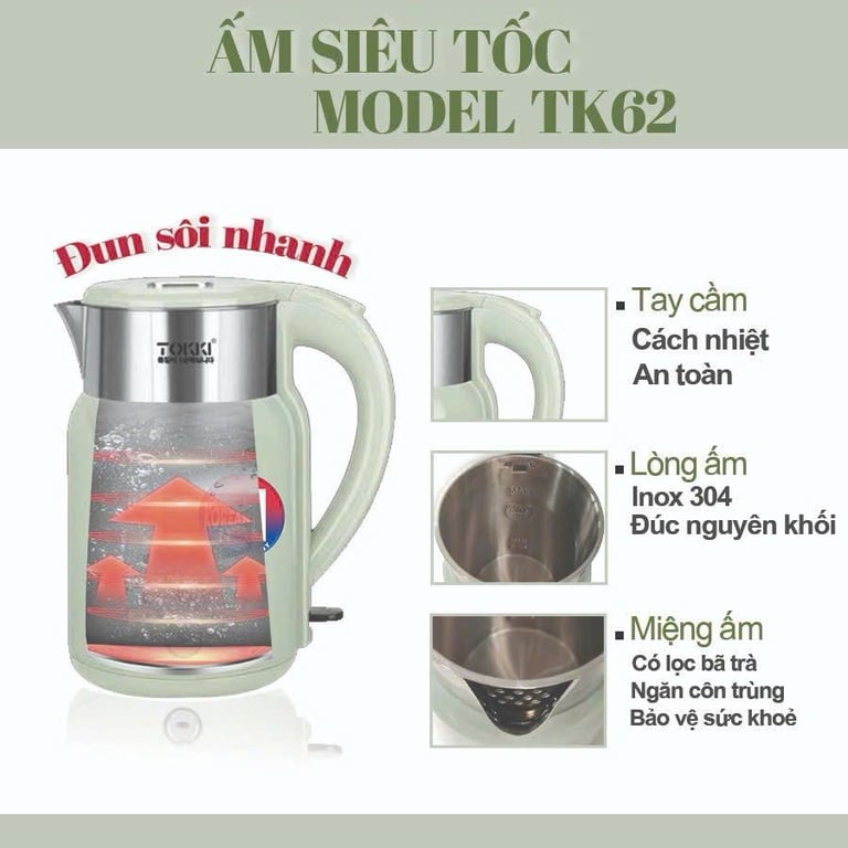 ẤM SIÊU TỐC TOKKI 2L 1500W