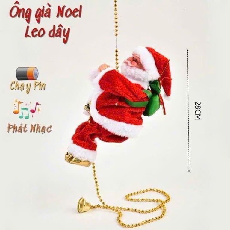 Ông già Noel 25cm siêu dễ thương đang leo dây