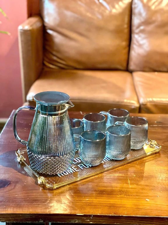 BÌNH VÂN SỌC KIM CƯƠNG 1800ml + 6 CỐC VÂN SỌC KIM CƯƠNG 270ml