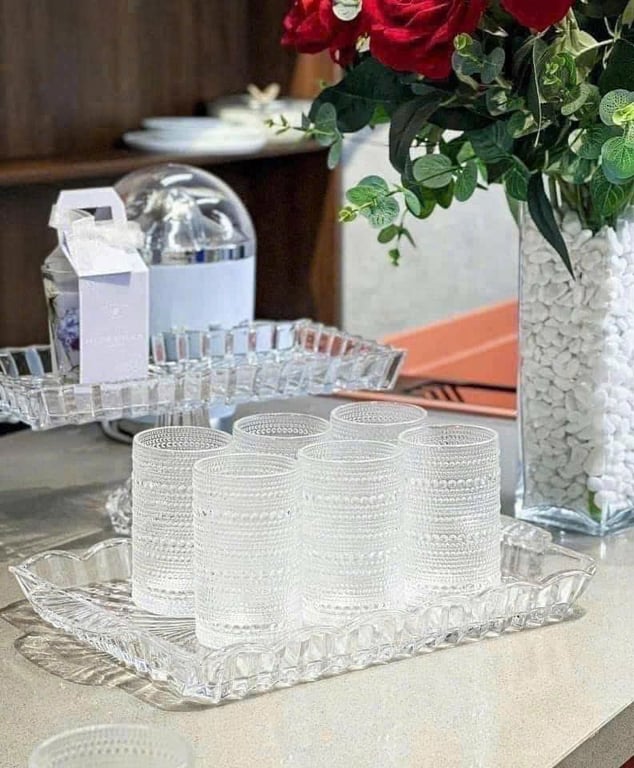 BỘ 6 CỐC THUỶ TINH HẠT CƯỜM DÀY DẶN CHỊU NHIỆT