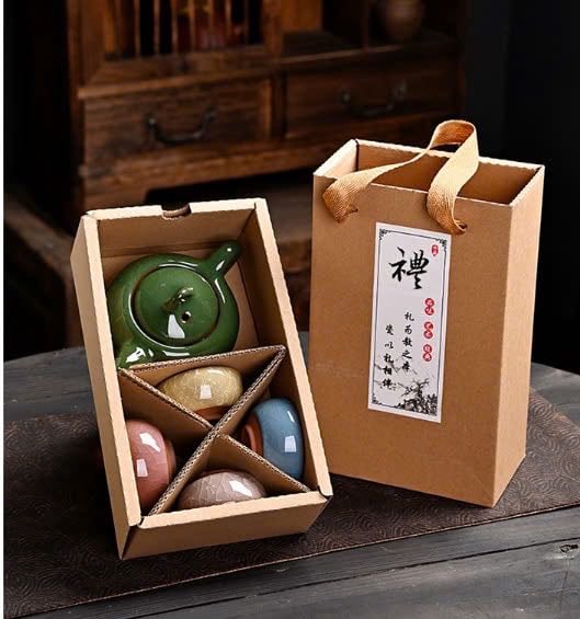 Bộ trà sứ men rạn cao cấp ( 1 ấm+ 4 chén) - GHA200