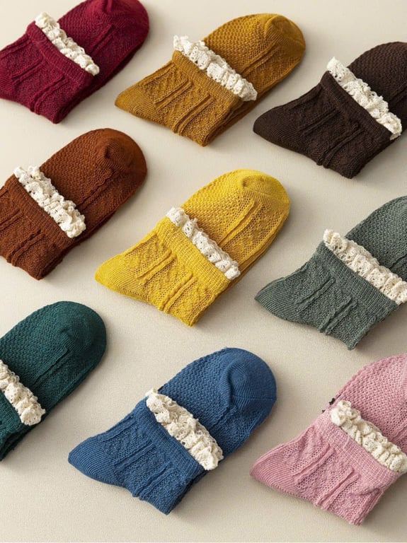 Set 10 đôi tất cổ viền bèo cho nữ