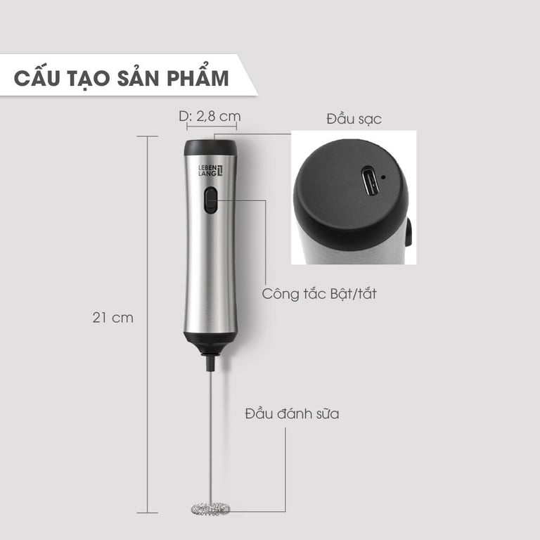 MÁY ĐÁNH BỌT CAFE CẦM TAY LEBENLANG LBL4583