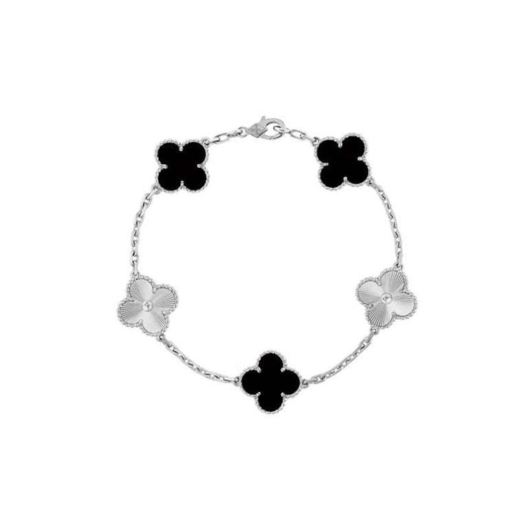 Lắc Vintage Alhambra bracelet 5 motifs Van Cleef & Arpels (Đen Phối Italy)