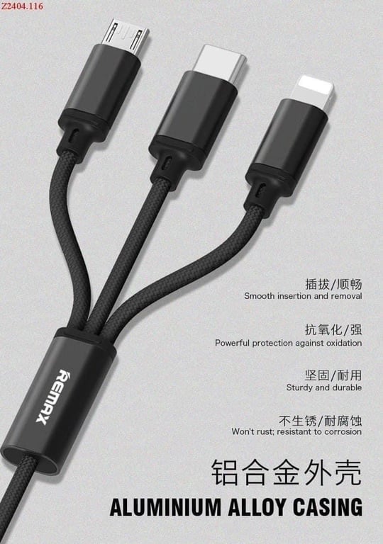 Dây sạc REMAX CHÍNH HÃNG 3in1( mẫu 2024)