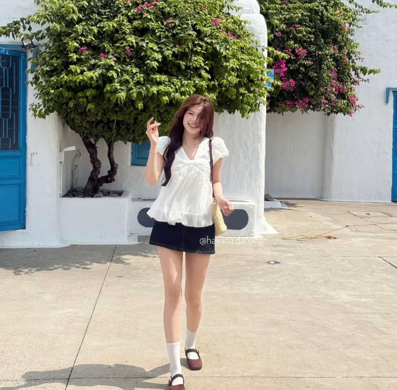 Set babydoll cute trắng