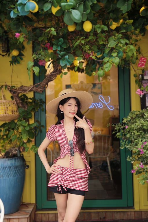 Set caro đỏ ngắn