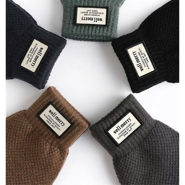 Găng tay, bao tay len nam nữ màu trơn giữ ấm chạm màn hình cảm ứng.