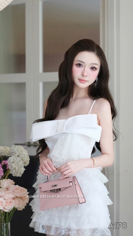 A178- váy bèo nơ to 2 màu TBB