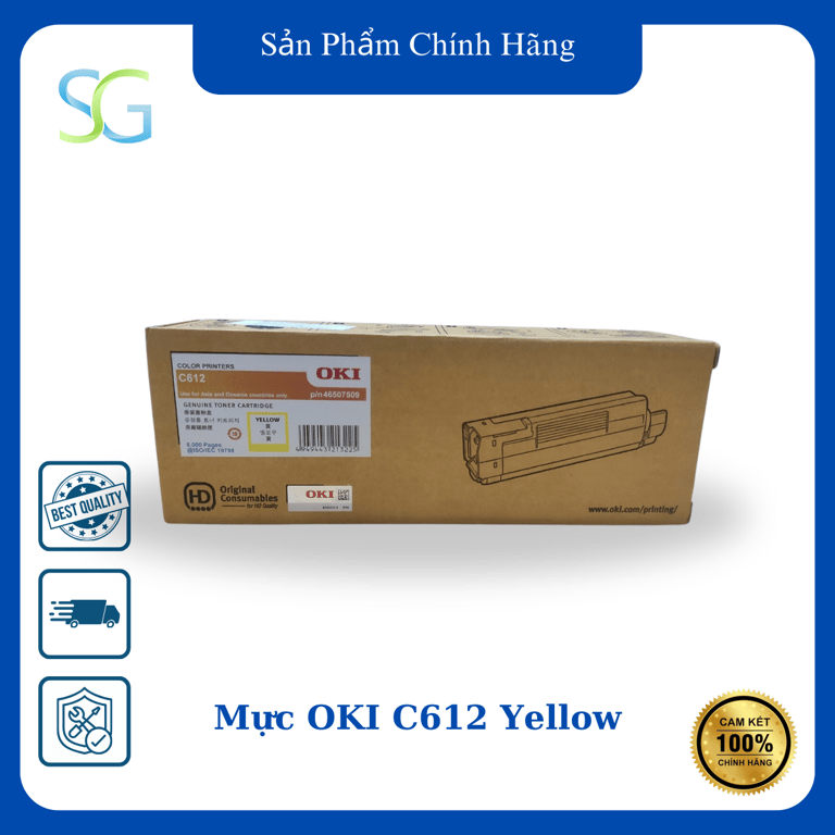 Mực In Laser Màu Vàng OKI C612 Dành Cho Máy In OKI C612N (Gồm Chip) - Hàng Chính Hãng