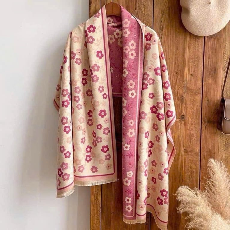 khăn hoa anh đào Chuẩn chất cashmere nặng tay to sụ