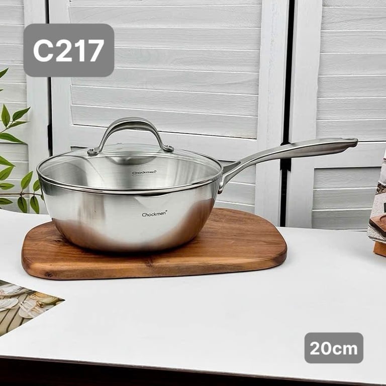 Chảo sâu lòng nắp kính Chockmen C217 20cm, C218 28cm