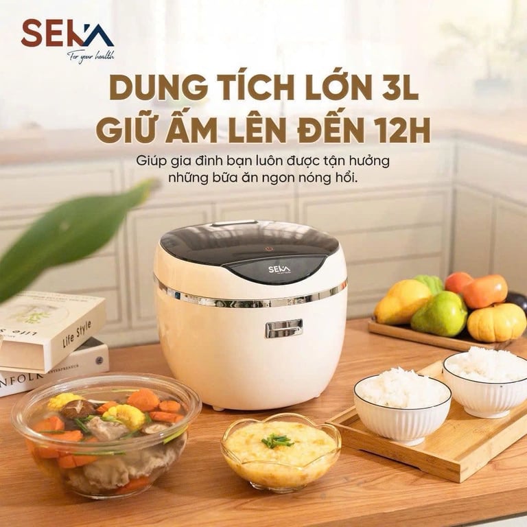 NỒI CƠM ĐIỆN TỬ INOX TÁCH ĐƯỜNG SEKA 1.8L