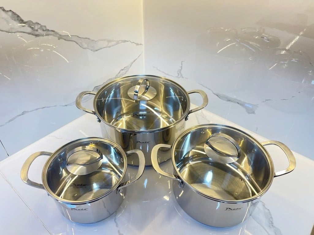 BỘ NỒI 3 MÓN 5 ĐÁY INOX 304 PRATO GOLDEN PRO