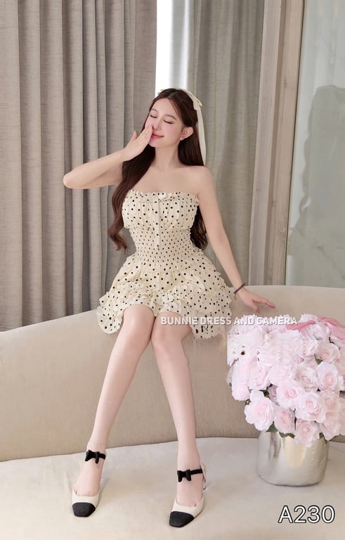 A230- váy chấm bi tay rời