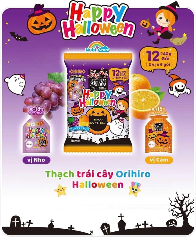 THẠCH ORIHIRO NHẬT BẢN PHIÊN BẢN HALLOWEEN - GÓI TO 240GR  - 12 GÓI NHỎ