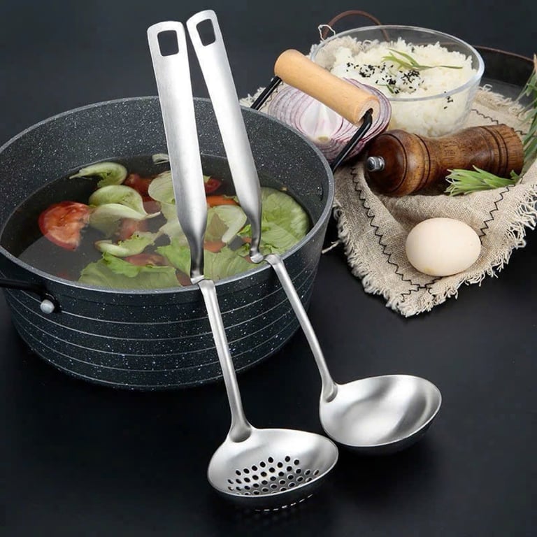SET 3 MUÔI INOX 304 gồm MUÔI MÚC CANH , MUÔI TÁCH DẦU và MUÔI THỦNG VỚT RAU CỦ QUẢ