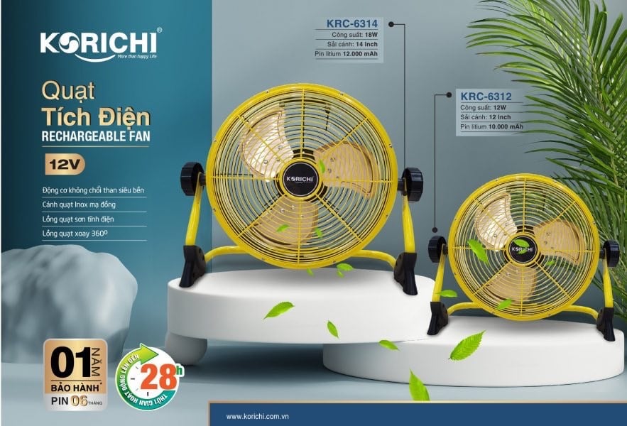 Quạt tích điện Korichi KRC-6014 (14inch)