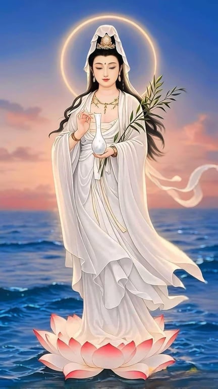 Set 5 Bình hoa quán thế âm mini cao 1.8cm