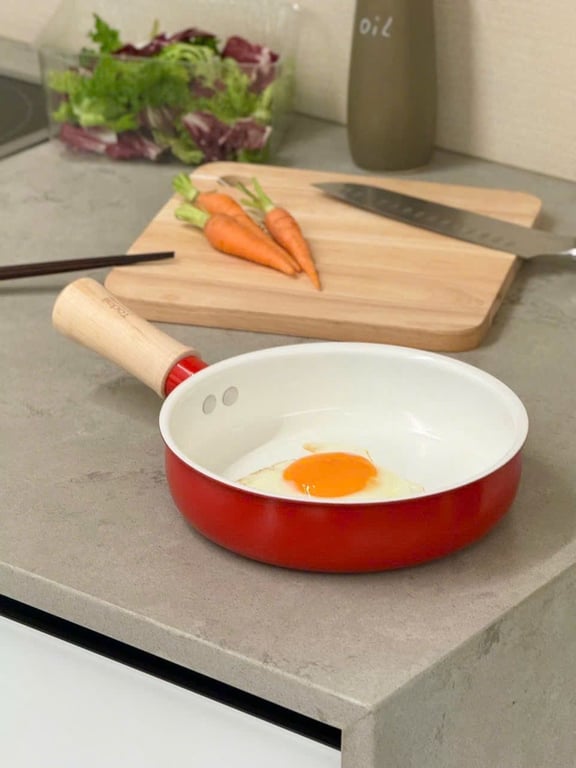 chảo, quánh mini chống dính ceramic, cán gỗ Todaii Nhật Bản