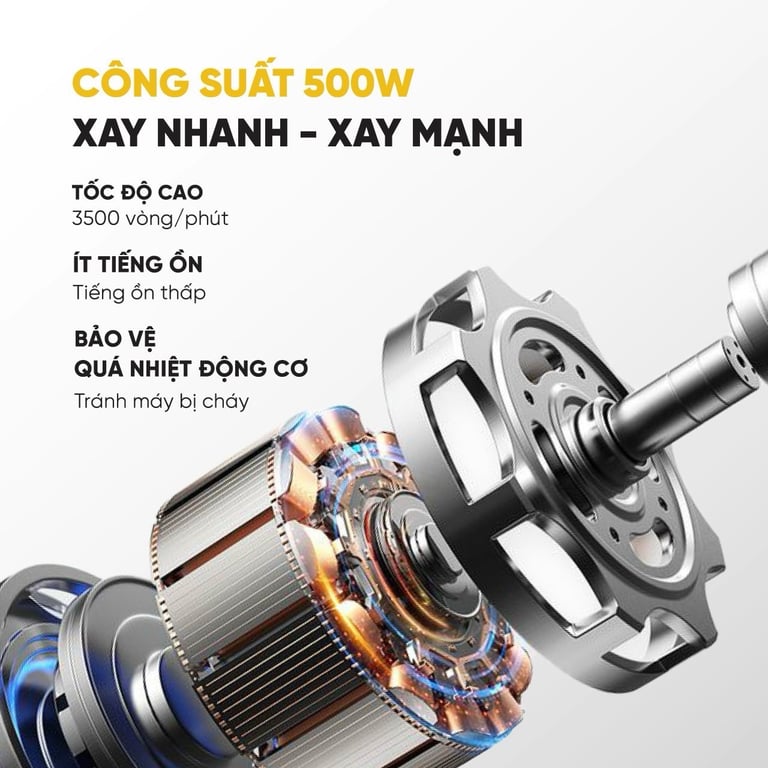 Máy Xay KUSCHELN 2L Cối Inox 304 Kèm Đầu Bóc Tỏi, Đánh Trứng