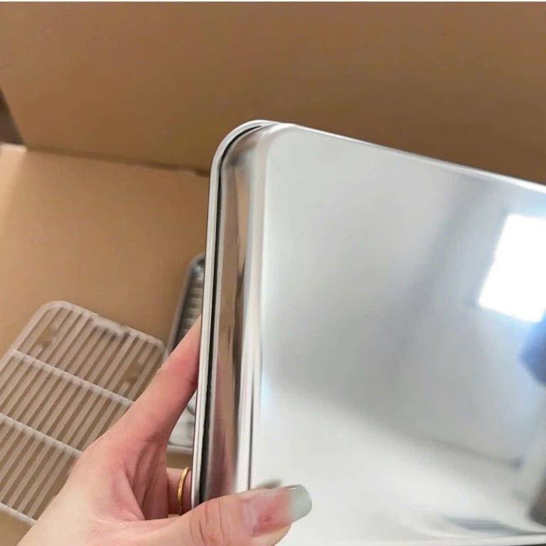 Khay inox chữ nhật kèm vỉ lưới 1 set 1 khay 1 vỉ