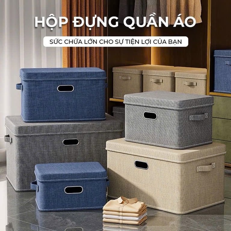 HỘP ĐỰNG QUẦN ÁO CÓ NẮP ĐẬY GHA503 40L