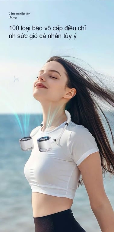 QUẠT ĐEO CỔ DI ĐỘNG – PIN TRÂU, MÀN HÌNH LED, XOAY 360°