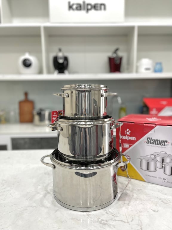 BỘ NỒI INOX 304 CAO CẤP 5 ĐÁY KALPEN SLAMER