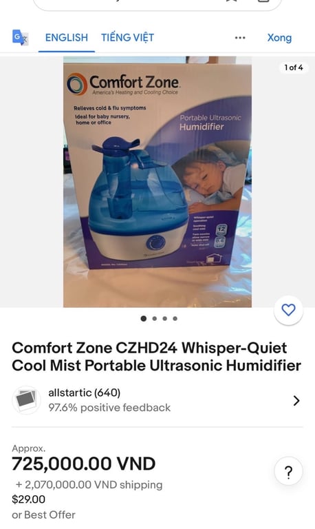 Máy tạo ẩm chính hãng Comfort Zone