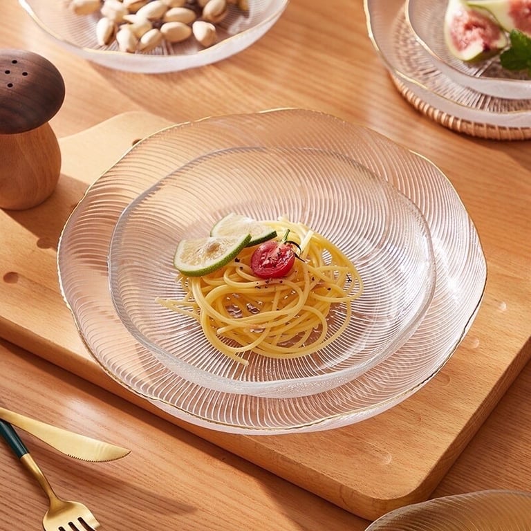 SÉT 3 ĐĨA HOA THUỶ TINH VIỀN BẠC