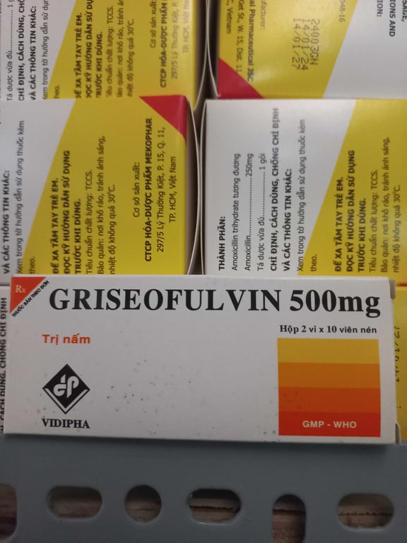 Griseofulvin 500 vidipha hộp 2×10 viên