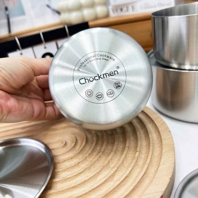 Âu có nắp inox nhà Chockmen size 12cm, 14cm