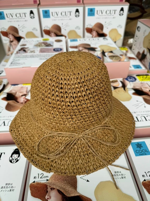Mũ cói chống nắng Geisha x Uvcut Nhật Bản sang chảnh, chống lại 99% tia UV