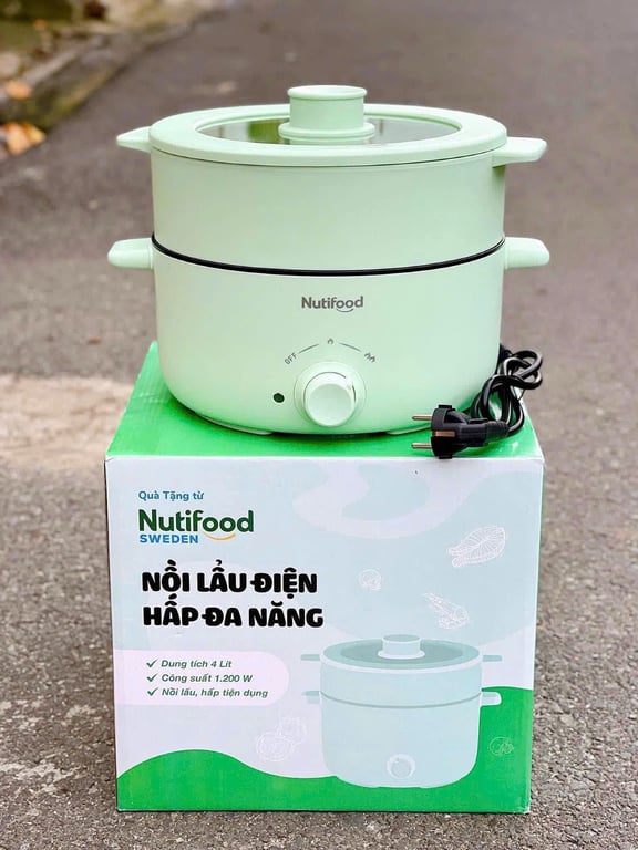 NỒI LẨU ĐIỆN, HẤP ĐA NĂNG 4 LÍT GREEN COOK - HKM NUTIFOOD