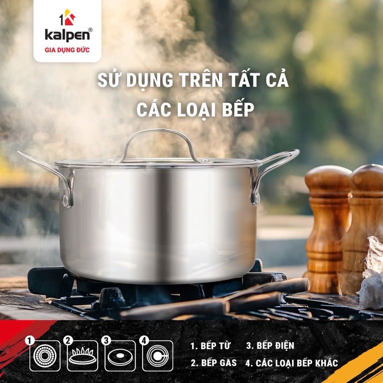 BỘ NỒI INOX 3 LỚP LIỀN KHỐI KALPEN KAMPFER KF1