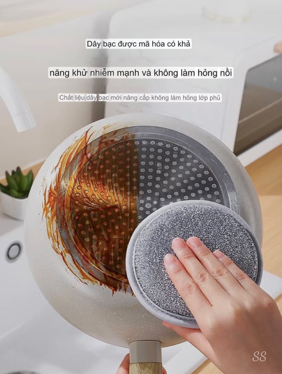 Set 3 miếng bọt biển kèm Cọ rửa xoong nồi