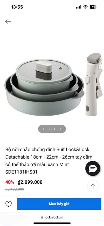 BỘ NỒI CHẢO CÁN RỜI CHỐNG DÍNH LOCK&LOCK