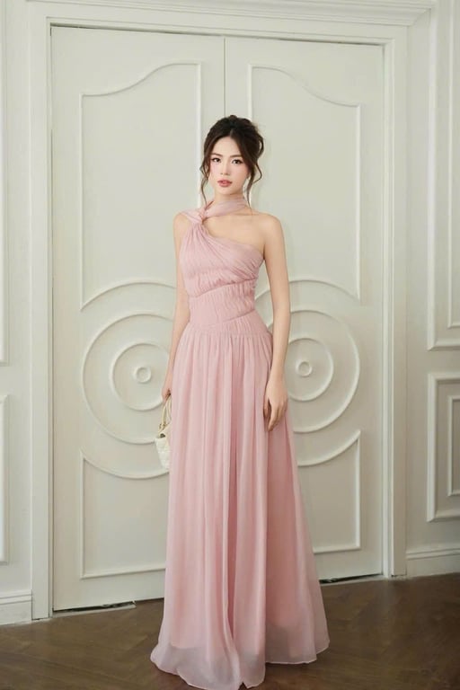 Váy hồng brand Sauvée