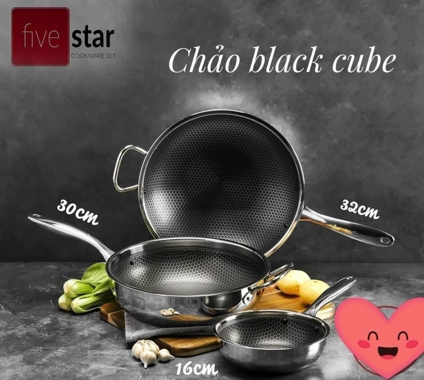 chảo tổ ong black cube five star