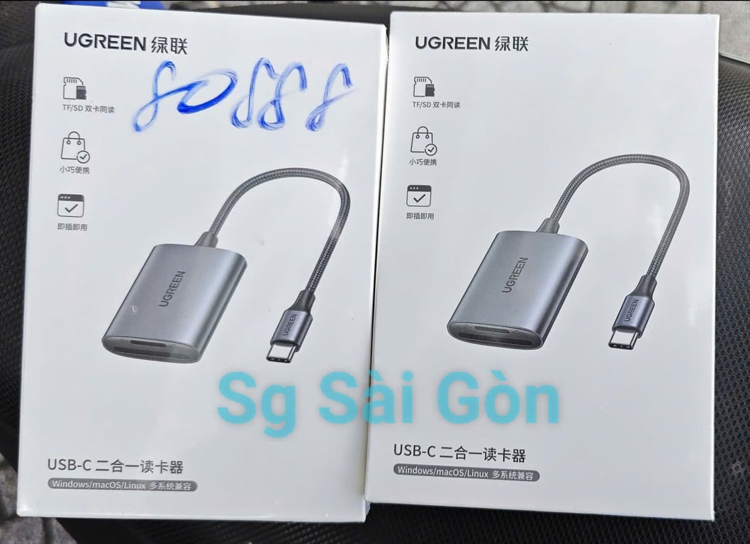 Đầu đọc thẻ TF, SD chân cắm USB- C Ugreen (80888)