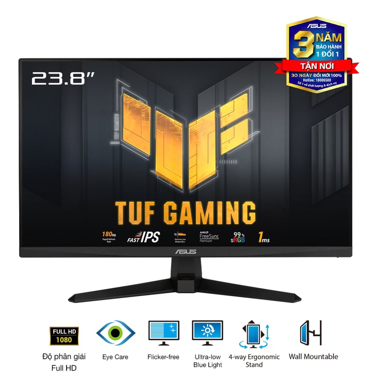 Màn Hình Gaming ASUS TUF VG249Q3A (23.8 inch/ FHD/ Fast IPS/ 180Hz/ 1ms/ ELMBSync/ GSync/ FreeSync)