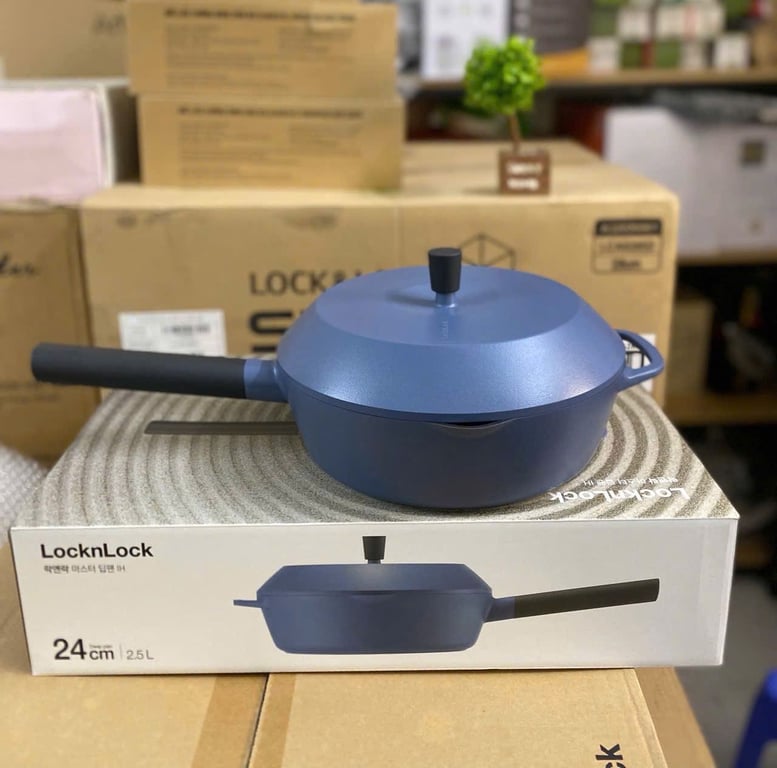 CHẢO ĐÚC LOCK&LOCK MASTER DEEP PAN CÓ NẮP 24CM LMD1245 🛵