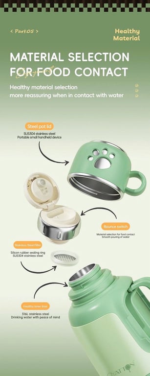 Bình giữ nhiệt chân mèo inox 316 OYATTON 1000ml - O52