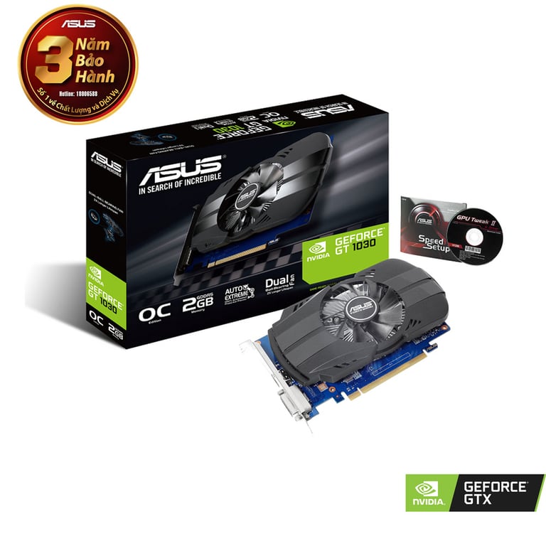 Card Màn Hình ASUS PH-GT1030-O2G (2GB GDDR5/ 64-bit/ DVI+HDMI)