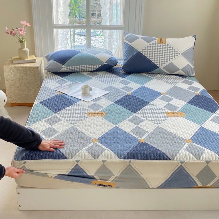 Bộ ga gối chun trần  Chất cotton living 100% 1.6-1.8-2.2m