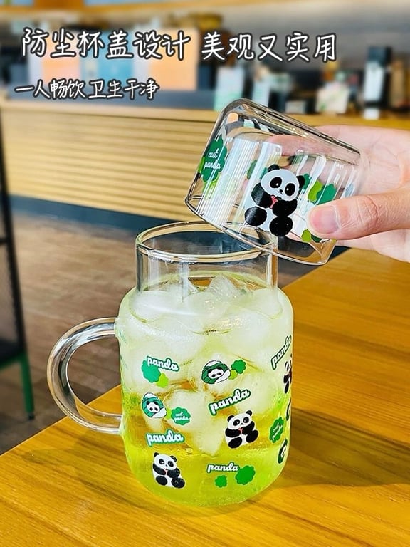 Bình thuỷ tinh gấu trúc 550ml