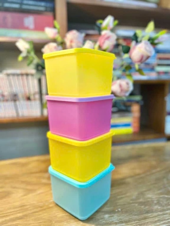 TUP11 - Set 4 hộp Tupperware ngăn mát dung tích 1000ml, mix màu