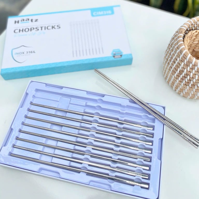 Set 10 đôi đũa inox 316 HAATZ Hàn Quốc