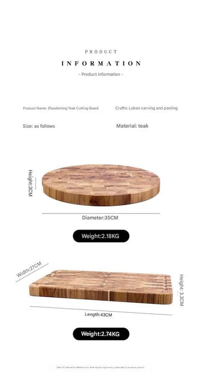 Thớt gỗ TEAK size đại Chockmen 43cm